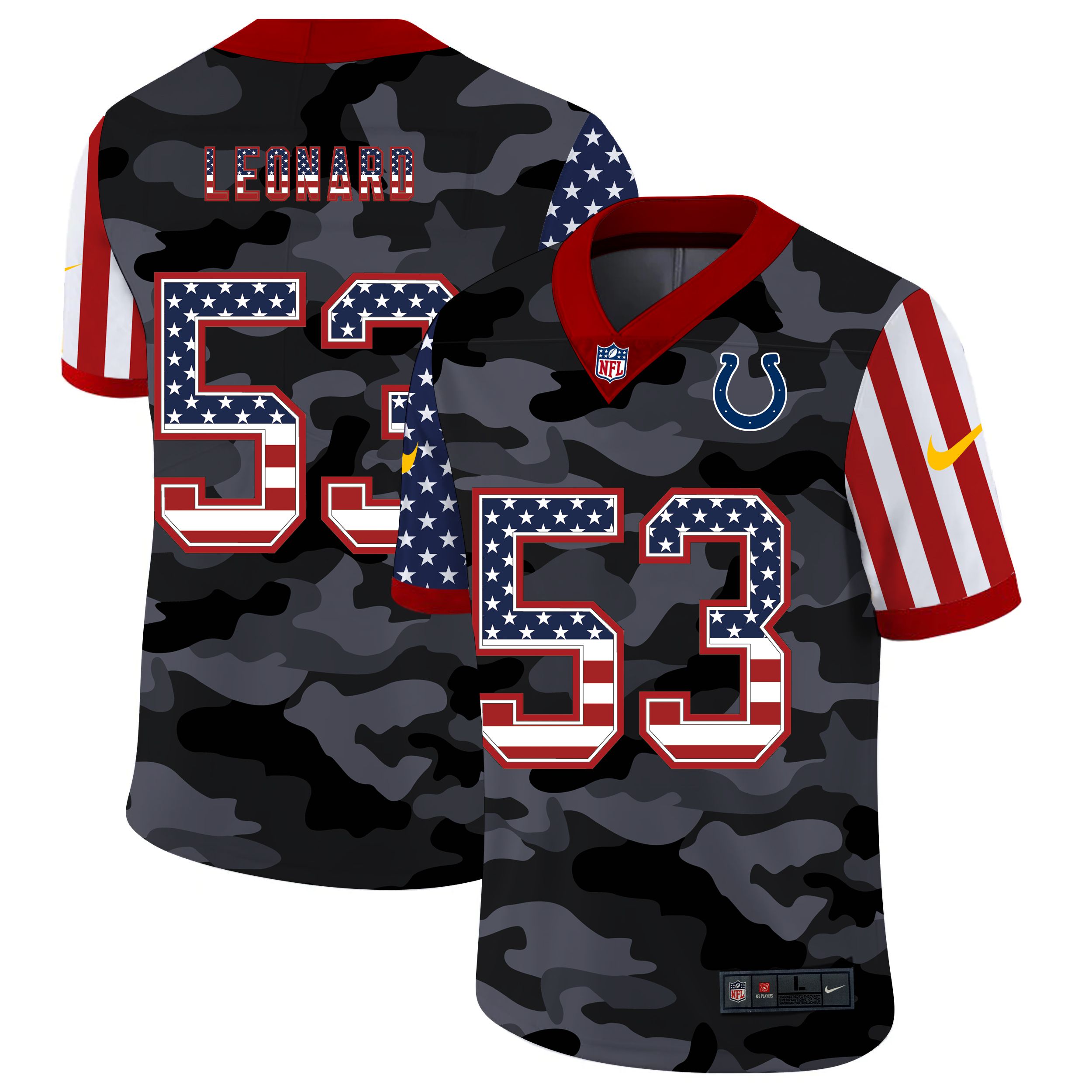 Men Indianapolis Colts #53 Leonard 2020 Nike USA Camo Salute to Service Limited NFL Jerseys